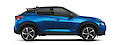 Kék Nissan Juke Hybrid oldalnézetből