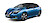 Kék Nissan Leaf e+ fehér háttérrel